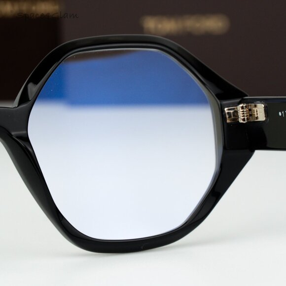 Tom Ford Woman Eyeglasses Black Blue Block Round FT5967-B 001 NEW AUTHENTIC - Picture 7 of 9